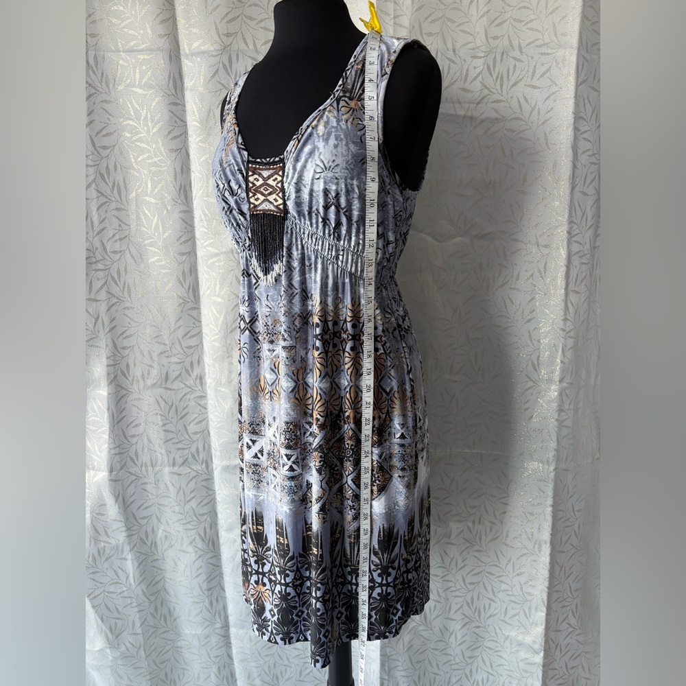 ONE WORLD Sleeveless Maxi Dress in Black, Gray, and Gold - Picture 4 of 9